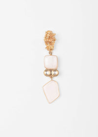 Gold Plated Earrings With Abstract Design And Studded In White Semi Precious Stone