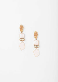 Gold Plated Earrings With Abstract Design And Studded In White Semi Precious Stone