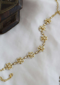 Gold Plated Kundan And Pearl Head Band