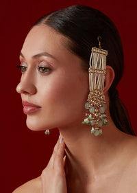 Gold Plated Kundan And Polki Earrings In Silver Alloy