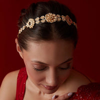 Gold Plated Kundan Head Band In Silver Alloy