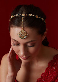 Gold Plated Kundan Sheeshpatti Adorned With Pearls