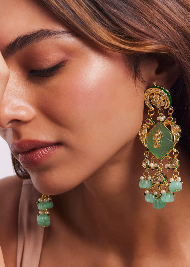 Gold Plated Kundan Polki Earrings