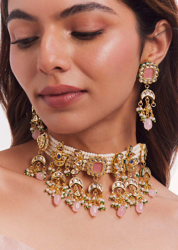 Gold Plated Kundan Polki Choker Set