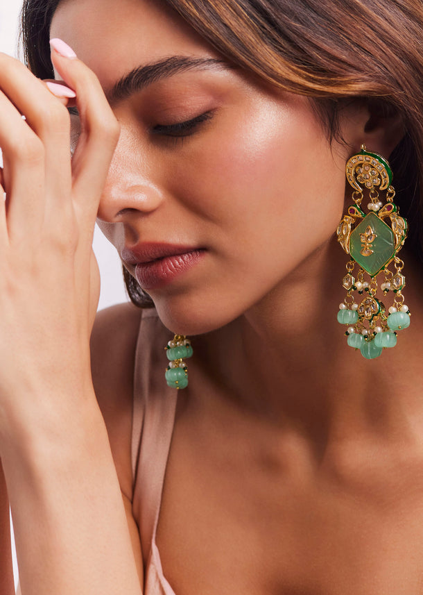 Gold Plated Kundan Polki Earrings