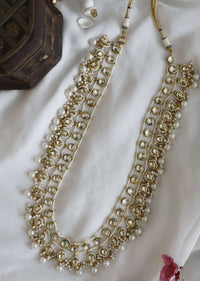 Gold Plated Layered Pearl And Kundan Necklace