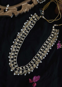 Gold Plated Layered Pearl And Kundan Necklace