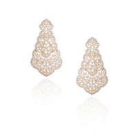 Gold Plated Long Ethnic Earrings Studded With Faux Diamonds By Aster