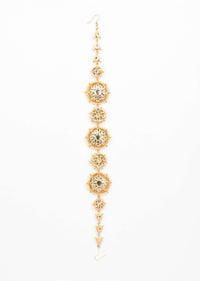 Gold Plated Sheeshphool With Floral Polki Edged In Moti Beads