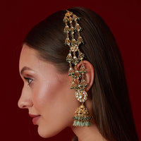 Gold Plated Statement Kundan Jhumkas In Silver Alloy