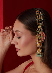 Gold Plated Statement Kundan Jhumkas In Silver Alloy