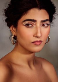 Gold Plated Victorian Polki Hoops With Faux Diamonds In Silver Alloy
