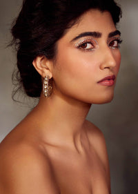 Gold Plated Victorian Polki Hoops With Faux Diamonds In Silver Alloy