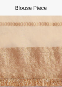 Gold Silk Saree With Zari Woven Border And Zari Frill With Unstitched Blouse