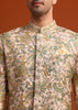 Gold Silk Sherwani Set Hand Embroidered Motifs