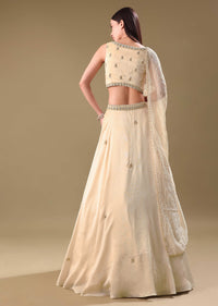 Gold Tissue Lehenga With Hand Embroidered Blouse Set