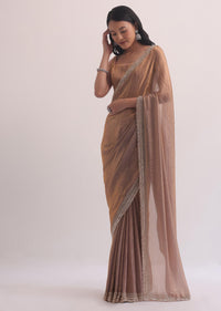 Gold Tissue Silk Saree With Cutdana Embroidery