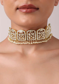 Gold Tone Geometric Kundan Choker Set