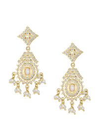 Gold Tone Kundan Choker Set With Geometric Pendant