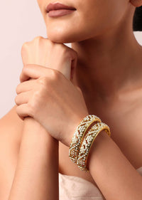 Gold Tone Multicolor Bangle With Kundan And Beads Set of 2