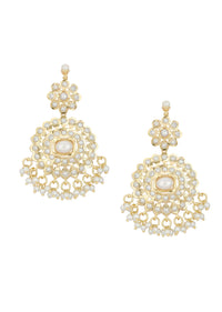 Gold Tone Pendant Kundan Necklace Set With Beads