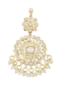 Gold Tone Pendant Kundan Necklace Set With Beads