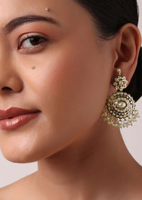 Gold Tone Pendant Kundan Necklace Set With Beads