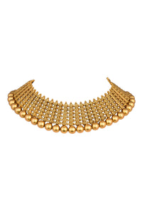 Gold Tone Temple Necklace With Layered Earrings