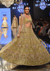 Gold Toned Bridal Naziaa Beige Lehenga With 3D FLoral Embroidery And An Embroidered Shoulder Rest- NOOR 2022