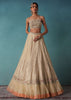 Gold Toned Embroidered Bridal Lehenga And Heavy Tube Top With Jacket