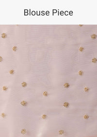 Gold Toned Tissue Saree With Cut Dana Embroidered Borders