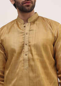 Gold Tussar Silk Kurta Pyjama For Men