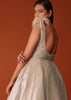 Gold Western Bridal Gown With Hand Work And Back Trail