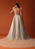 Gold Western Bridal Gown With Hand Work And Back Trail
