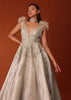 Gold Western Bridal Gown With Hand Work And Back Trail