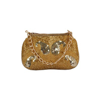 Golden Clutch In Silk With Cut Dana And Sequins Work Online - Kalki Fashion