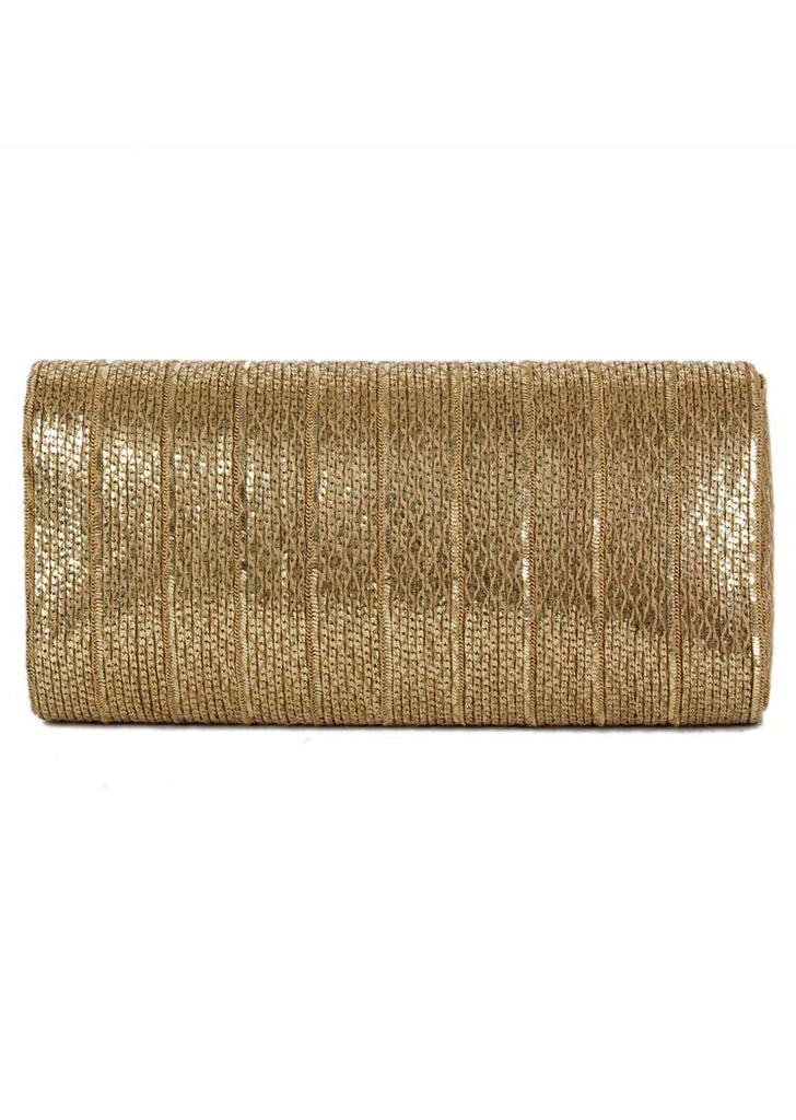 Golden Clutch Wrapped With Chain Material Online - Kalki Fashion