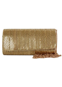 Golden Clutch Wrapped With Chain Material Online - Kalki Fashion