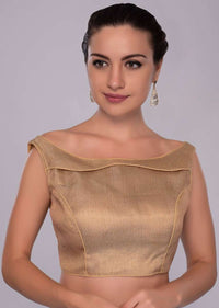 Golden lurex blouse with fancy neck in additional layer only on Kalki