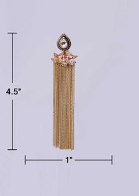 Golden sleek tassel earring with kundan and stone  only on Kalki