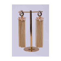 Golden sleek tassel earring with kundan and stone  only on Kalki