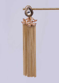 Golden sleek tassel earring with kundan and stone  only on Kalki