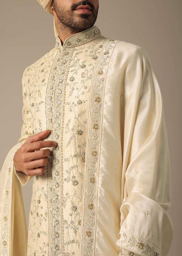 Golden Embroidery Sherwani Set