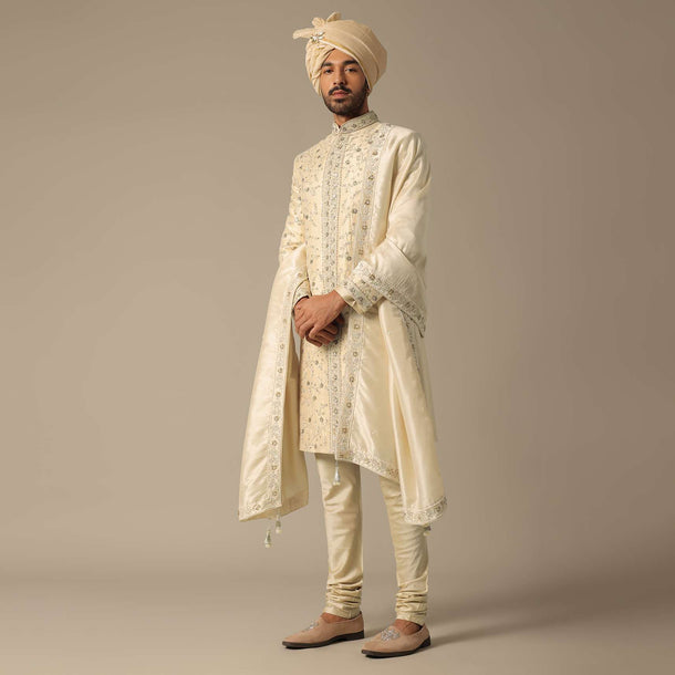 Golden Embroidery Sherwani Set