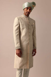 Golden Sherwani Set With Exquisite Embroidery Work