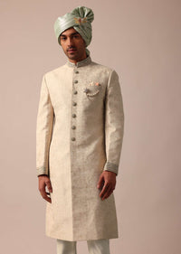 Golden Sherwani Set With Exquisite Embroidery Work