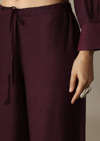 Gorgeous Brown Silk Kurti Set With Beaded Detailing