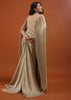 Mocha Brown Gown With A Pre-Pleated Dhoti Skirt And Royal Cape Sleeves - NOOR 2022