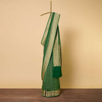 Graceful Green Banarasi Khaddi Saree Set