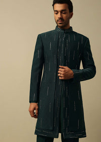 Graceful Green Indowestern Set For Men